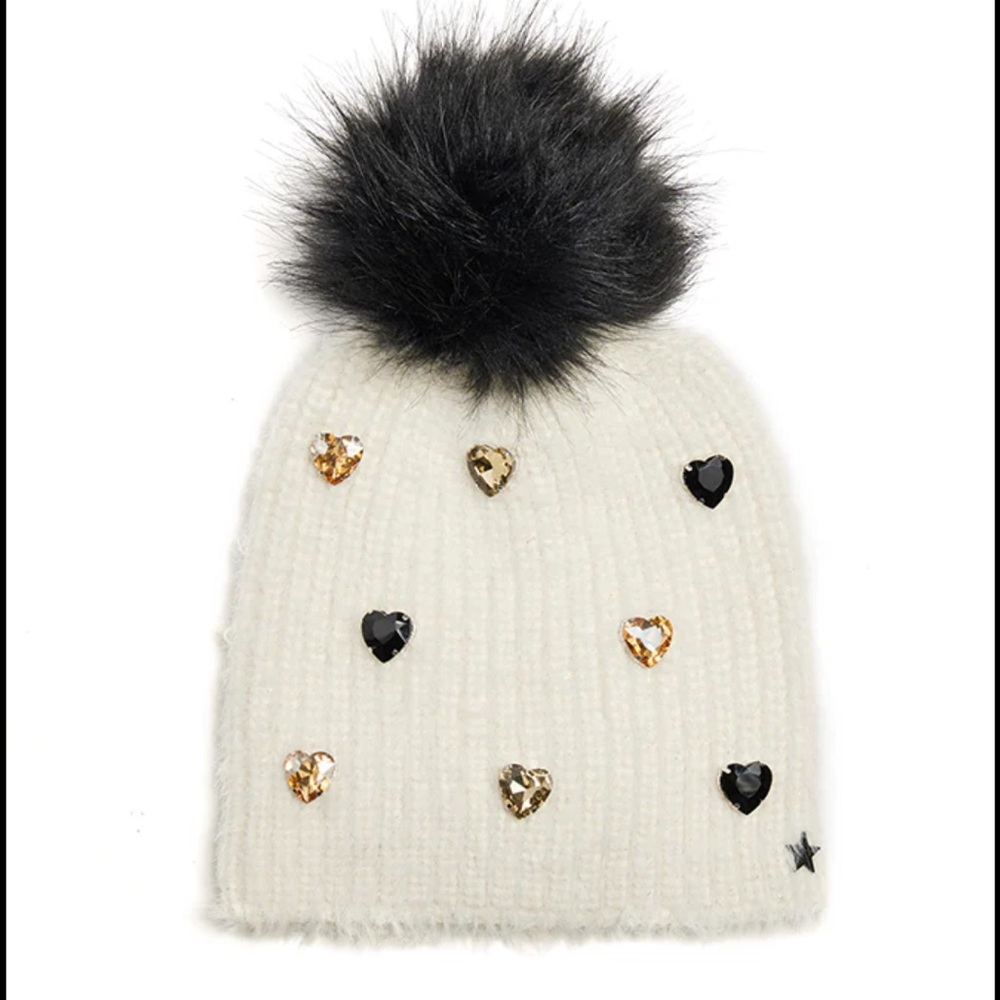 NWT Jocelyn Women’s Ice Heart Hat in Ivory Valentine’s Day Gift Warm